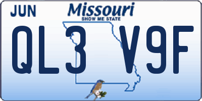 MO license plate QL3V9F