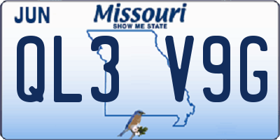 MO license plate QL3V9G