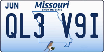 MO license plate QL3V9I