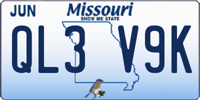 MO license plate QL3V9K