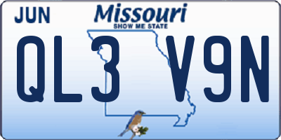 MO license plate QL3V9N