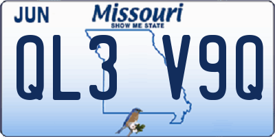 MO license plate QL3V9Q