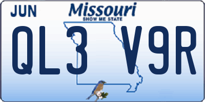 MO license plate QL3V9R