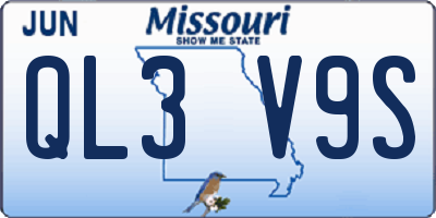 MO license plate QL3V9S