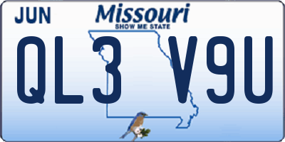 MO license plate QL3V9U