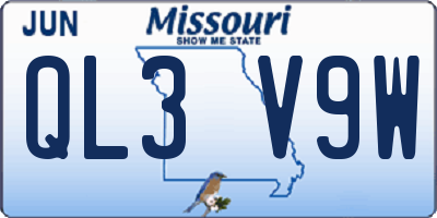 MO license plate QL3V9W