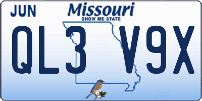 MO license plate QL3V9X