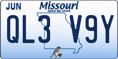 MO license plate QL3V9Y