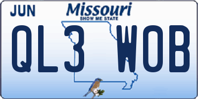 MO license plate QL3W0B