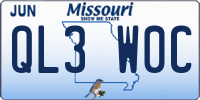 MO license plate QL3W0C