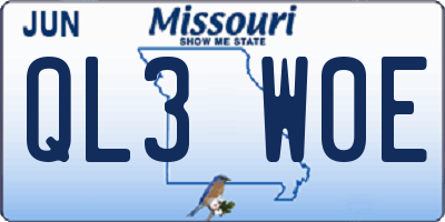 MO license plate QL3W0E