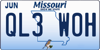 MO license plate QL3W0H