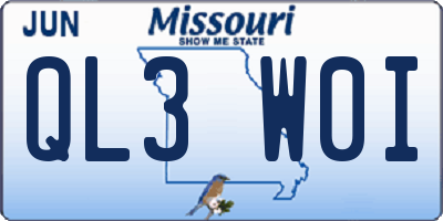 MO license plate QL3W0I