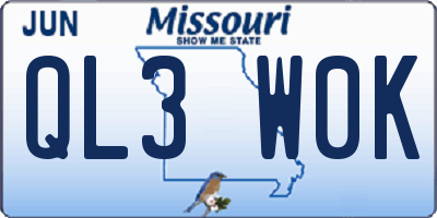 MO license plate QL3W0K
