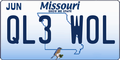 MO license plate QL3W0L