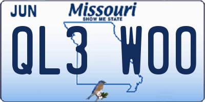 MO license plate QL3W0O