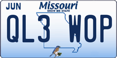 MO license plate QL3W0P