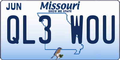 MO license plate QL3W0U