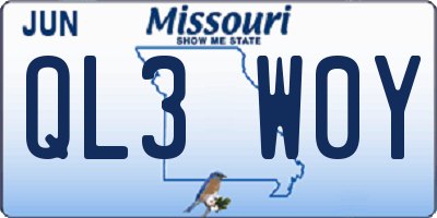 MO license plate QL3W0Y