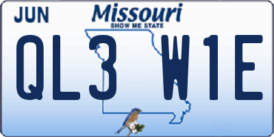 MO license plate QL3W1E