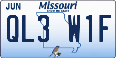 MO license plate QL3W1F