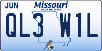 MO license plate QL3W1L