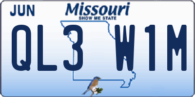 MO license plate QL3W1M