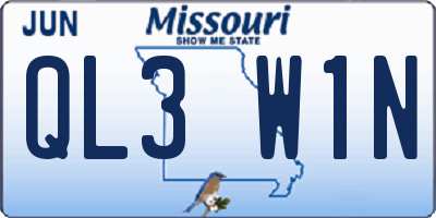MO license plate QL3W1N
