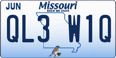 MO license plate QL3W1Q