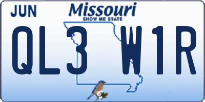 MO license plate QL3W1R
