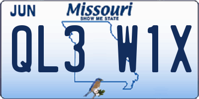 MO license plate QL3W1X