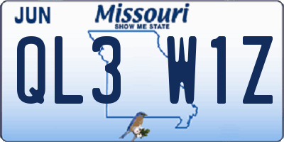 MO license plate QL3W1Z
