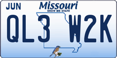 MO license plate QL3W2K