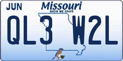 MO license plate QL3W2L
