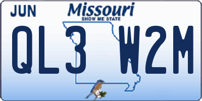 MO license plate QL3W2M