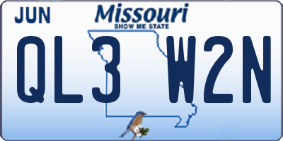 MO license plate QL3W2N