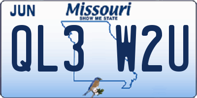 MO license plate QL3W2U