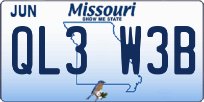 MO license plate QL3W3B