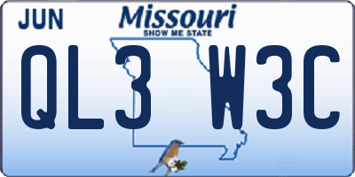 MO license plate QL3W3C
