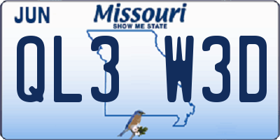MO license plate QL3W3D