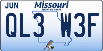 MO license plate QL3W3F