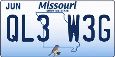 MO license plate QL3W3G