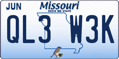 MO license plate QL3W3K