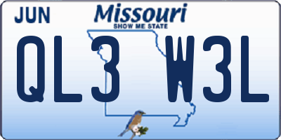 MO license plate QL3W3L