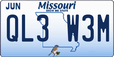 MO license plate QL3W3M