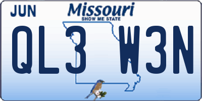 MO license plate QL3W3N