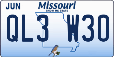 MO license plate QL3W3O