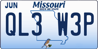 MO license plate QL3W3P
