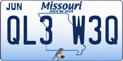MO license plate QL3W3Q