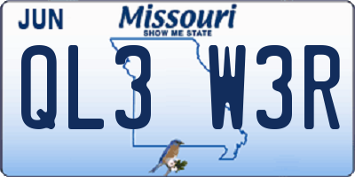 MO license plate QL3W3R